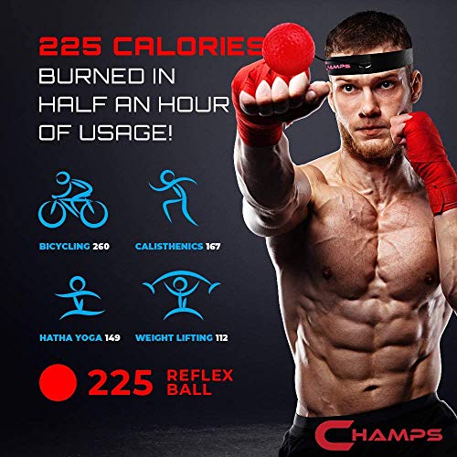 Champs MMA Boxing Reflex Ball - Boxing Equipment Fight Speed, Boxing Gear Punching Ball Great for Reaction Speed and Hand Eye Coordination Training Reflex Bag Alternative