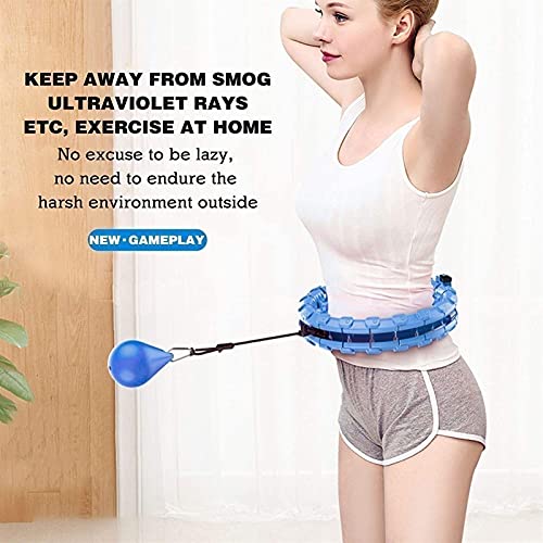 Fitness Hula Hoop, Detachable Smart Weighted Hula Hoop Massage with Smart Counter, Never Fall, Height Adjustable, Indoor Outdoor Exercise Kit, Slimming, for Adults and Children (Color : Blue)