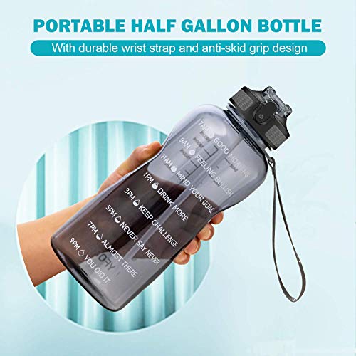 MYFOREST 2.2Litre Water Bottle with Time Markings BPA Free Tritan Material, 2.2L Gym Water Bottle with Straw, 2200ml Hydration Water Bottle for Weight Loss, and Overall Health GRAY