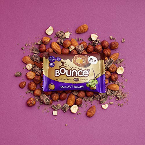 Bounce Hazelnut Praline Plant Protein Balls, Coated in Smooth Dark Chocolate, 12 x 40g Individual Vegan Protein Balls