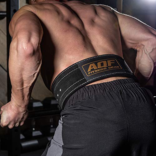 AQF Leather Weight Lifting Belt Powerlifting Belt Back Support – 4” Wide x 10mm Thick Lever Buckle Cowhide Leather Training Belt Suede Lining Black & Brown (M, Black) - Gym Store