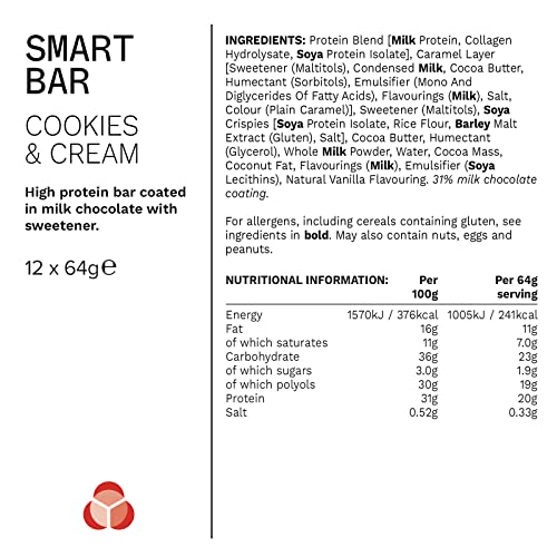 PhD Nutrition | Smart Bar | High Protein, Low-Sugar, Indulgent Chocolate-Coated Protein Bars | 20 g Protein, 238 Calories | Variety Box, 12 Bars - Gym Store | Gym Equipment | Home Gym Equipment | Gym Clothing