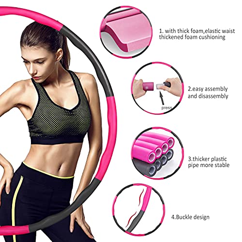 Funstorm Weighted Hula Hoops 6-8 Sections Detachable Adjustable 0.64kg（1.41lbs） For Home Fitness Hula Hoops For Belly Shaping Adults, Kids for fun,Wavy Design Soft Padding