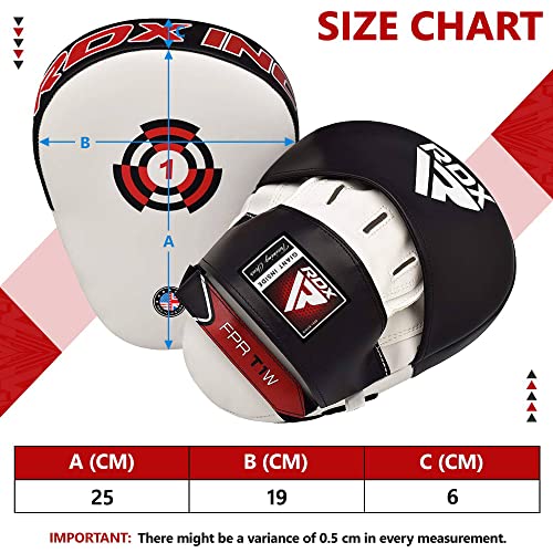 RDX Boxing Pads Focus Mitts Maya Hide Leather Curved Hook and Jab Target Hand Pads Great for MMA, Kickboxing, Martial Arts, Muay Thai, Karate Training Padded Punching, Coaching Strike Shield
