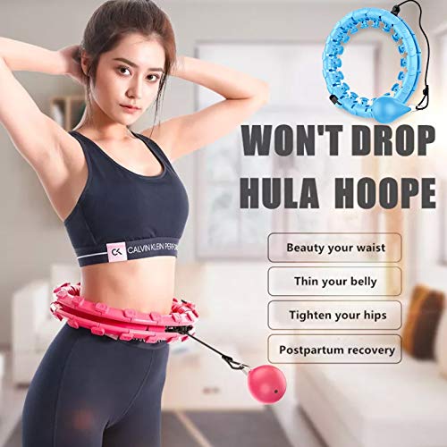 Intelligent Weighted Hula Hoop, 18 Segments Adjustable/Abdominal Massage/Fitness/Weight Loss, Automatic Rotating Ring Won't Fall, Lightweight and Portable Home/Outdoor Hula Ring