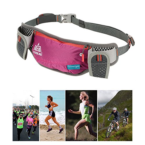 Lixada Running Hydration Belt Bottle Holder Belt Reflective Running Water Belt Fanny Pack Waist Packs with Two 170ml Water Bottle