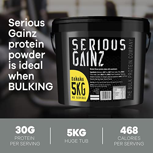 The Bulk Protein Company - Serious Gainz – Mass Gainer Protein Powder – Banana 5kg, B142-BA