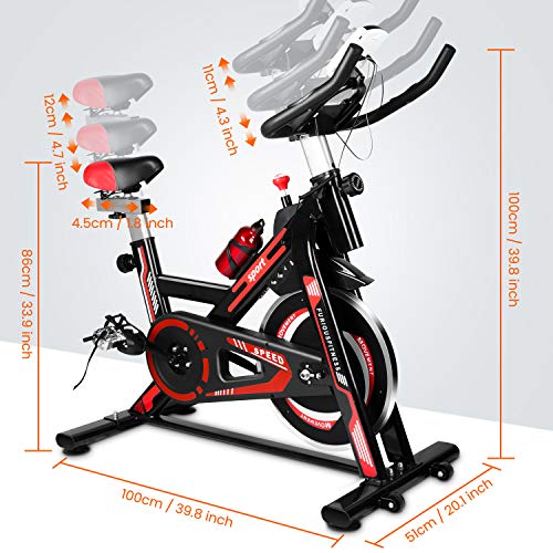Furiousfitness Exercise Bikes, Stationary Indoor Fitness Bike Cycling with Phone Holder/LCD Display/Heart Rate Monitor, Belt Drive Flywheel Workout Bike Bicycle for Home Training, Cardio Workout