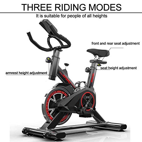 MUJING Indoor Cycling Bike Exercise Spin Bike Stationary, with Leather Resistance Pad Adjustable Seat and Handlebar Stability,Aerobic Training Cycle and Fitness Riding Bike for Home Cardio Workout