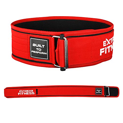 EXTREME FITNESS Weight Lifting Nylon Weightlifting Belt for Power Lifting and Athletes (Red, XS)