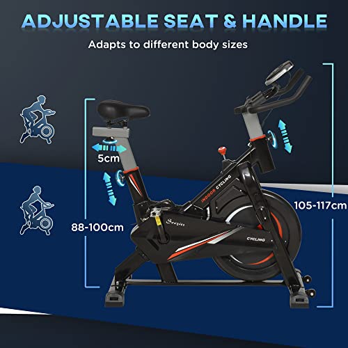 HOMCOM Stationary Exercise Bike 10kg Flywheel Indoor Gym Office Cycling Cardio Workout Aerobic Training Fitness Racing Machine with Adjustable Resistance LCD Monitor Phone and Bottle Holder