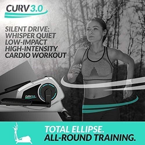 Bluefin Fitness CURV 3.0 Elliptical Cross Trainer | Home Gym | Exercise Step Machine | Air Walker | Long-Stride | Kinomap | Live Video Streaming | Video Coaching & Training | Black & Grey Silver - Gym Store | Gym Equipment | Home Gym Equipment | Gym Clothing