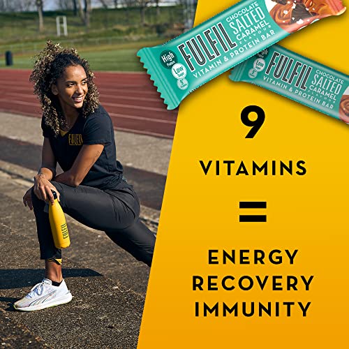 Fulfil Vitamin and Protein Bar (15 x 55 g Bars) — Chocolate Salted Caramel Flavour — 20 g High Protein, 9 Vitamins, Low Sugar - Gym Store