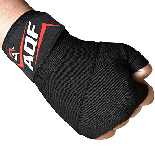 AQF Boxing Hand Wraps Bandages Boxing Inner Gloves Muay Thai MMA UFC (Black)