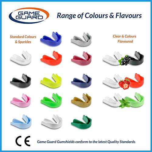 Game Guard Boil & Bite Mouth Guard/Gum Shield – Mouldable Mouthguard/gumshields - Adult/Senior - CE Approved, School Sports, Rugby, Hockey (BLACK)