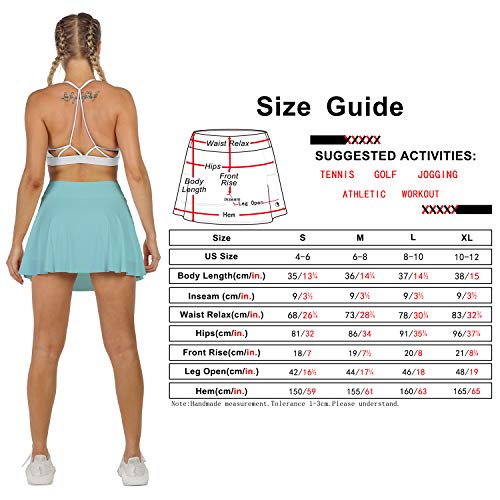 icyzone Athletic Skirts for Women with Shorts - Workout Running Golf Tennis Skorts with Pockets (S, Pool Blue)