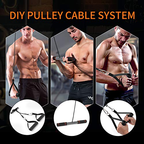 Forearm Wrist Roller Trainer, DIY Pulley Cable Machine Attachment System Arm Strength Training Exerciser with Heavy Duty Pulley System for Lat Pull downs, Bicep Curls, Triceps Extensions Fitness