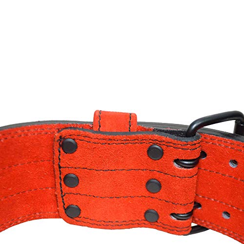 AAYLANS Leather 10MM Powerlifting Belt for Men & Women Lower Back Support for Weightlifting (RED, Medium)