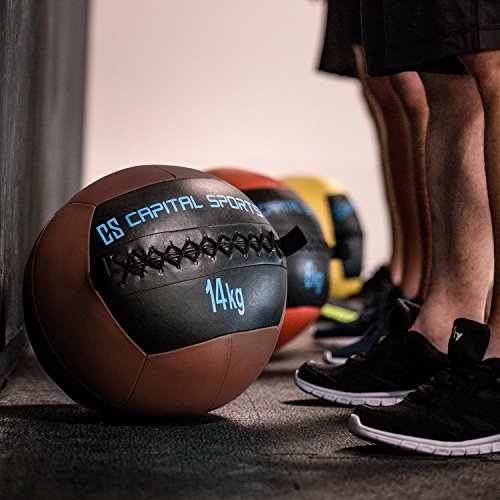 Capital Sports Wallba 14 Wall (Medicine Ball 14kg Leatherette) - Brown