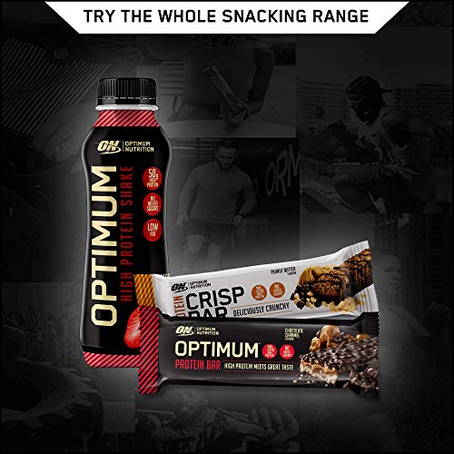 Optimum Nutrition Protein Crisp Bar with Whey Protein Isolate, Low Carb High Protein Snacks with No Added Sugar, Chocolate Brownie, 10 Bar (10 x 65 g)