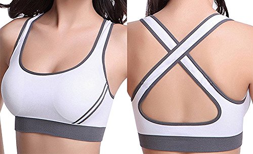 DODOING Women Jogging Sports Blockout Bra Vest Gymwear Fitness Crop-top Yoga Exercise Tank TopsSBlack & White (2-pack)