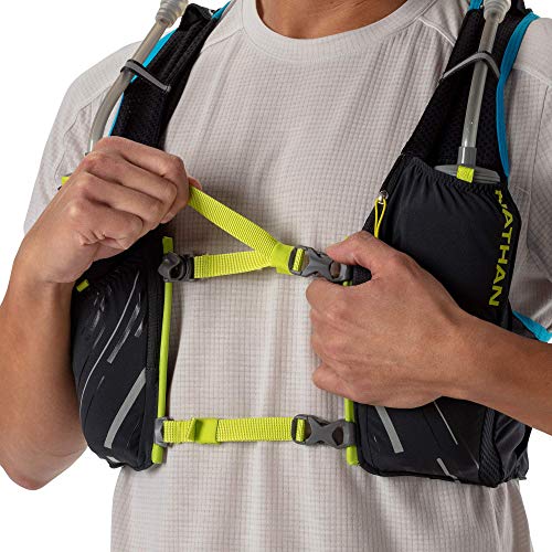 Nathan Pinnacle 4L Hydration Pack/Running Vest - 4L Capacity with Twin 20 oz Soft Flasks Bottles. Hydration Backpack for Running Hiking. Men/Women/Unisex (Men's (Unisex) - Black/Lime, XL)