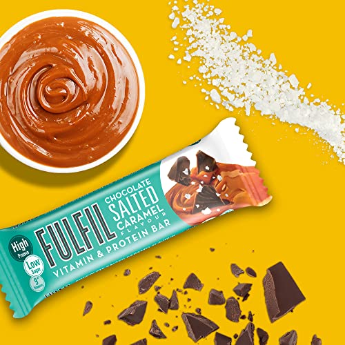Fulfil Vitamin and Protein Bar (15 x 55 g Bars) — Chocolate Salted Caramel Flavour — 20 g High Protein, 9 Vitamins, Low Sugar