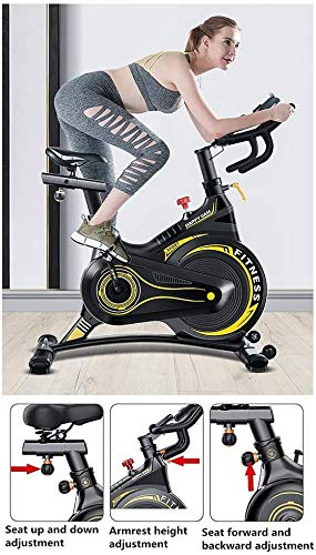 MQIQI Indoor Exercise Bike, Cycling Spin Bike Cardio Workout W/Belt Driven Flywheel Cycling Adjustable Handlebars Seat Resistance