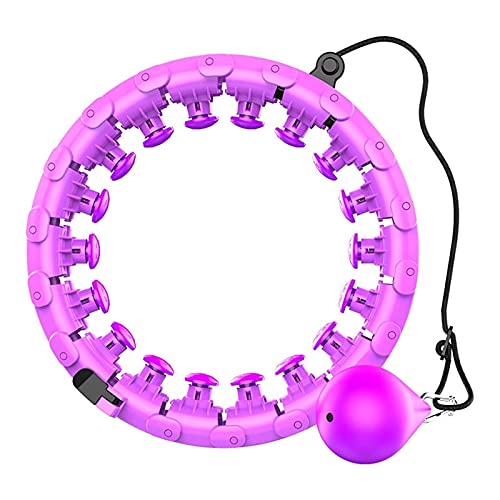 fitness hula hoops Weighted Smart Hula Hoop for Adults and Kids Exercising, 2 in 1 Abdomen Fitness Weight Loss Massage Non-Fall Hoola Hoops, 24 Detachable Knots Adjustable Weight Auto-Spinning Ball