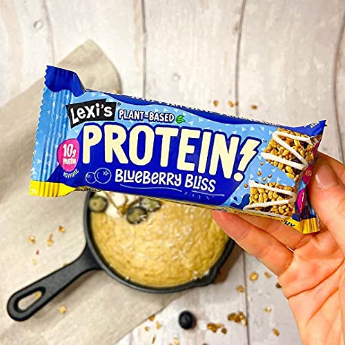 Lexi's® Plant-Based Protein Crispy Bar | Vegan & Gluten Free | High Fibre | Low Calorie Healthy Snack | Dairy Free, Nut Free, No Sweeteners | Blueberry & Vanilla (12 x 40g)