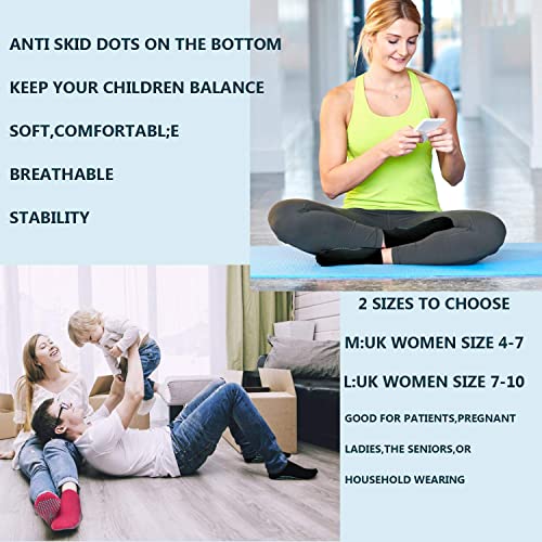 ELUTONG Non Slip Grips Socks  Women - Yoga Anti Skid Sicky Socks 4 Pairs - Pilates Barre Ballet Fitness Hospital Sox UK 4-7