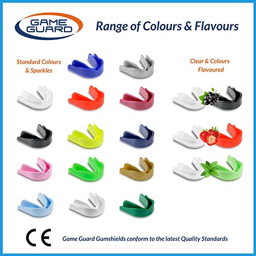 Game Guard 1 x Boil & Bite Flavoured Mouthguard/Gumshield – Mouldable Gum Shields – Mouth Guard Kids/Junior/Childrens/Youth - CE Approved, School Sports, Rugby (GUM SHIELD JUNIOR - STRAWBERRY)