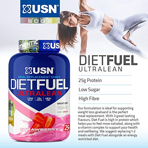 USN Diet Fuel Banana Caramel UltraLean 2 kg, Diet Protein Powders, Weight Control and Meal Replacement Shake Powder