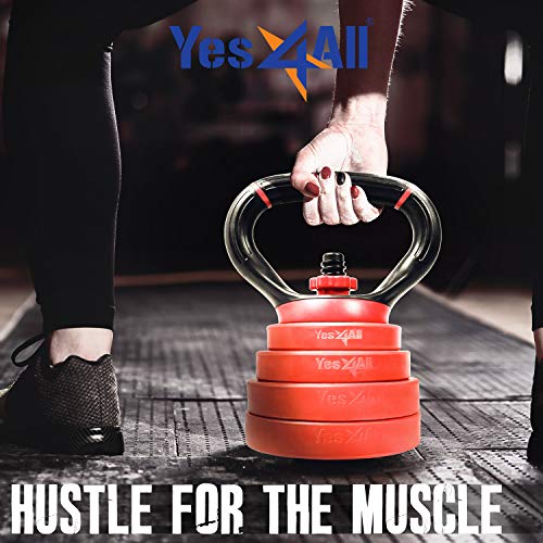 Yes4All LDN6 Unisex's Adjustable Kettlebell Handle, Red, Weight Plate Converter