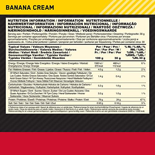 Optimum Nutrition Gold Standard Whey Protein, Muscle Building Powder With Naturally Occurring Glutamine and Amino Acids, Banana Cream, 30 Servings, 900g, Packaging May Vary