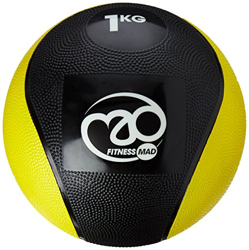 Fitness Mad Unisex's PVC Medicine Ball, Yellow/Black, 1Kg