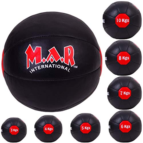 MAR | Genuine Leather Medicine Balls, Essential Home Gym Fitness Equipment for Abdominal Strength and Muscular Endurance Improvement, Workout Ball for Exercise & Training (3kg) - Gym Store