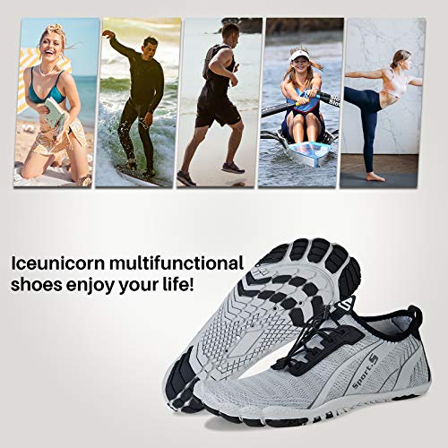 Barefoot Shoes Mens Women Water Shoes Trail Running Beach Water Trainers for Gym Swim Snorkeling Surfing(Grey, 11UK)