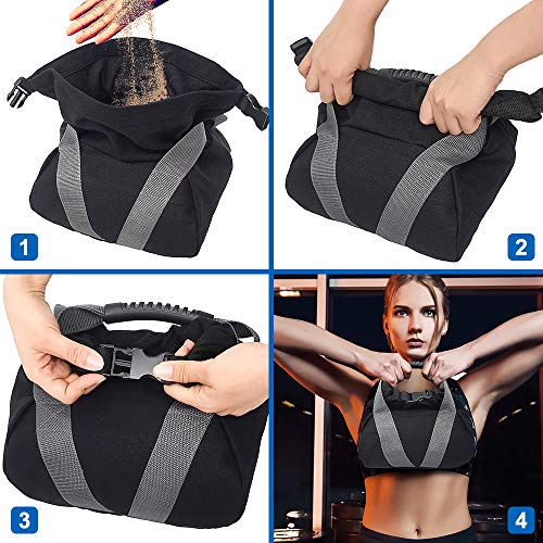 CestMall Weight Kettlebell Sandbag, Adjustable Weightlifting Training Filled Fitness Workout Bag Comfortable Handle Buckle Lock Portable Sandbag for Powerlifting-Weight Exercise-Running and Crossfit