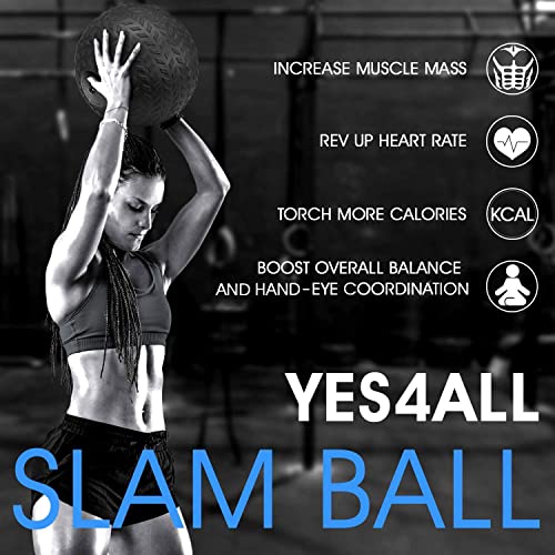 Yes4All 1YHQ 9kg Slam Ball for Strength and Crossfit Workout – Slam Medicine Ball (9kg, Black)