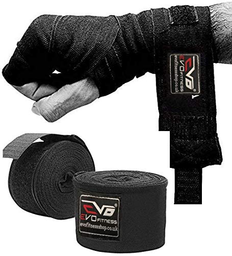 EVO Fitness Bandages Boxing Hand Wraps Elasticated 3.5 meter MMA Martial Arts Inner Gloves Mitts Protector Muay Thai Kick Boxing