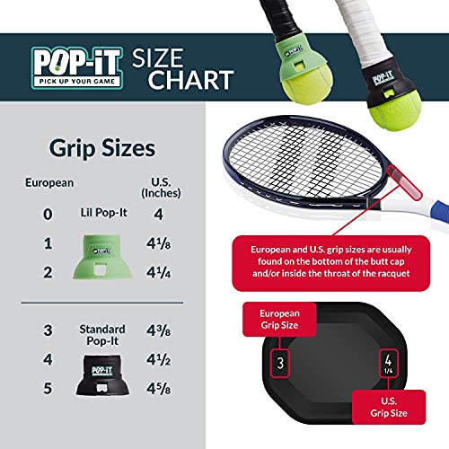 POP-iT Easy Tennis Ball Pick Up Accessory Tennis Equipment Gifts for Men and Women Fits on Adult Racquet Overgrip