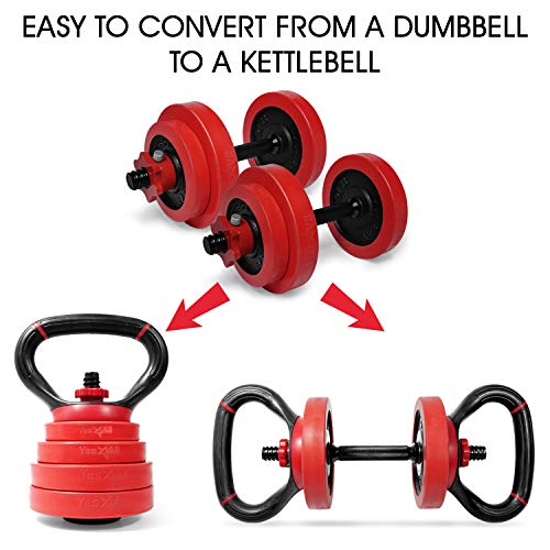 Yes4All LDN6 Unisex's Adjustable Kettlebell Handle, Red, Weight Plate Converter