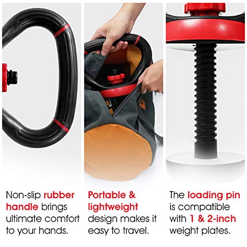 Yes4All LDN6 Unisex's Adjustable Kettlebell Handle, Red, Weight Plate Converter