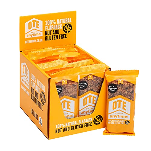 OTE Anytime Bars - Energy Bars for Cycling - High Calorie & Carb Nutrition Snacks for Running - Gluten Free Flapjacks - Box of 16 x 62g (Banana) - Gym Store | Gym Equipment | Home Gym Equipment | Gym Clothing