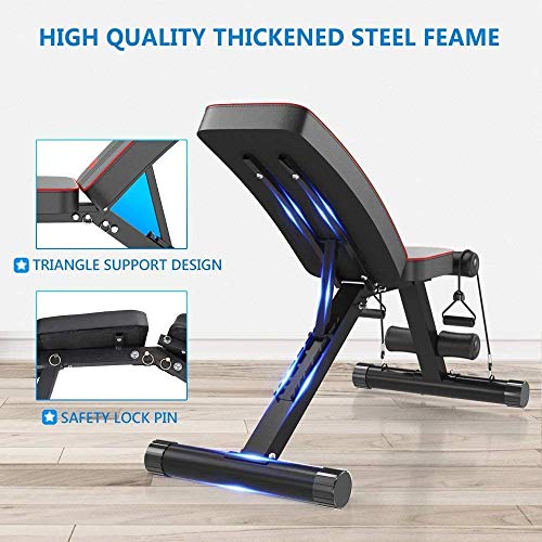 Dripex sports Adjustable Olympic Weight Bench - Utility Exercise Workout Bench for Full Body, Home Gym Strength Training/7-Level, 330 lbs Capacity, Fordable Incline&Decline Bench