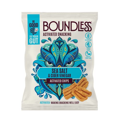 Boundless Activated Snacking: Sea Salt & Cider Vinegar Activated Chips (24 x 23g) - Gut Health - Low Calorie - Vegan Snacks - Gluten Free - Natural & Healthy Crisps - High Fibre