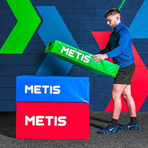 METIS Plyometric Jump Box | Stackable Plyo Box Set - Home & Gym Fitness Equipment | Premium Soft Foam Exercise Step & Box Jump | 15cm/30cm/45cm/60cm/Full Set (30cm (Blue))