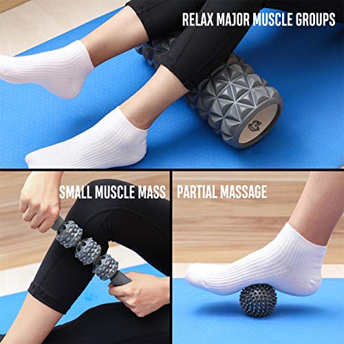 FitBeast Foam Roller Set 2 in 1 for Deep Tissue Muscle Massage, Trigger Point Foam Roller Massage Stick and Massage Ball for Painful Tight Muscles, Deep Relaxation, Therapy Rehabilitation