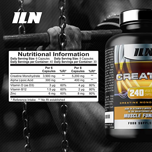 Creatine Capsules - 4,200mg per Serving x 40 Servings - Creatine Monohydrate Enhanced with ALA - Suitable for Men and Women (240 Capsules)
